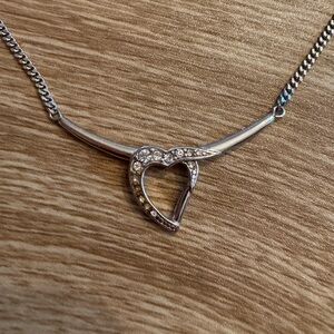 silver heart gem necklace